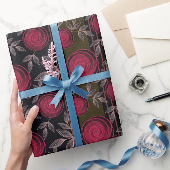 Papel De Presente Rosas vermelhas a preto. (Presentear)