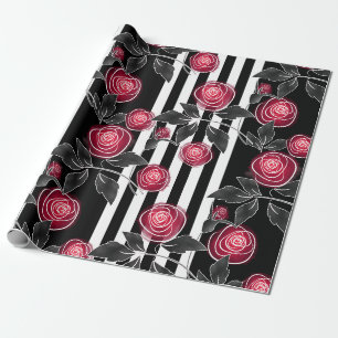 Papel De Presente Rosas vermelhas abstrato modernas folhas de flores