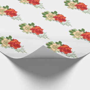 Papel De Presente Rosas vermelhas e margaridas