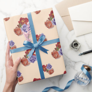 Papel De Presente rosas vermelhas e rosas florais