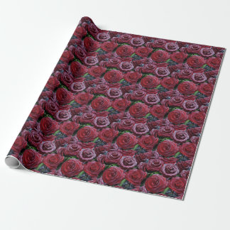 Papel De Presente Rosas vermelhas Escuras Congeladas Num Grama