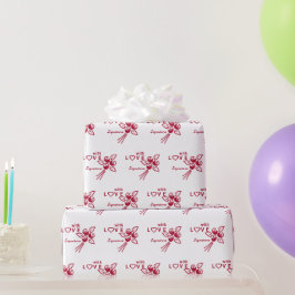 Papel De Presente Rosas vermelhas personalizadas "Com L ❤️ VE"