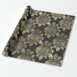 Papel De Presente Rosas Vintage Cinza e Dourado Falso<br><div class="desc">Papel de embrulho temático rosa vintage paris dourado e cinza.</div>