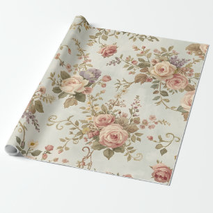 Papel De Presente Rosase Românticas & Flores Silvestres Guarlanda Vi