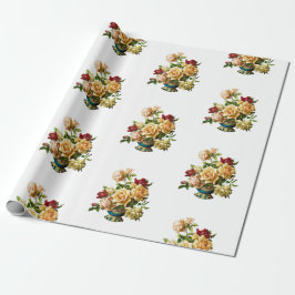 Papel De Presente Rose Bouquet Pattern Vintage Elegant