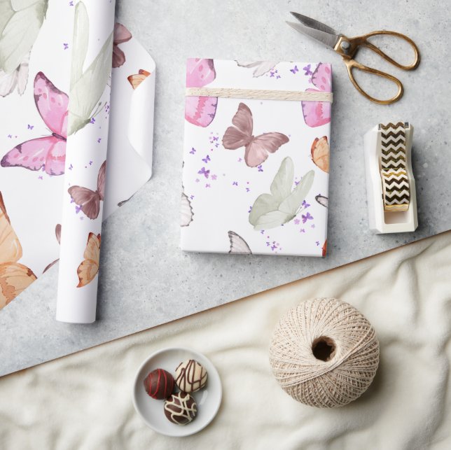 Papel De Presente rose gold butterfly (Artesanato)