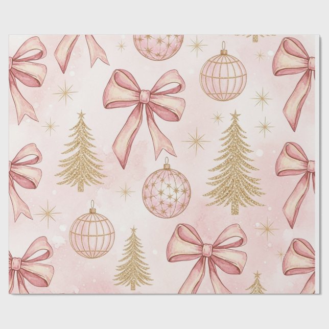 Papel De Presente Rose Gold Christmas Wrapping Paper (Aberto)