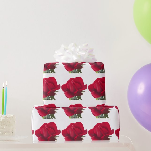Papel De Presente Rose rouge - Red rose  (Presentes para festas)