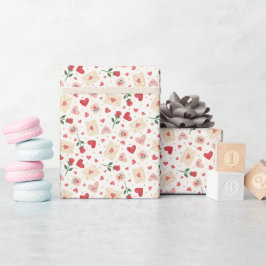 Papel De Presente Roses Hearts & Love Letters - Wrapping Paper Roll