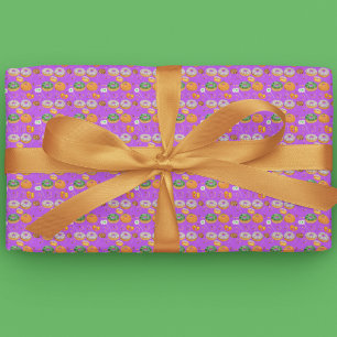 Papel De Presente Rosquinha de aquarela doce feliz de Halloween