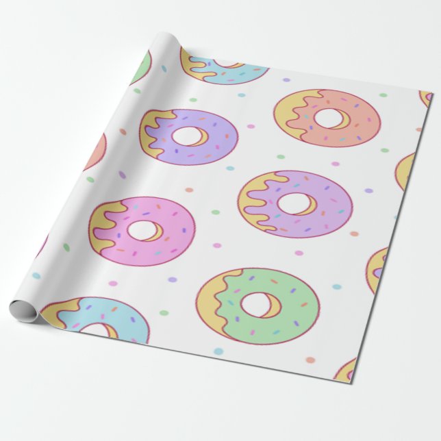 Papel De Presente Rosquinhas Coloridas de Tendência legal (Desenrolado)