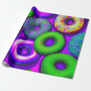Papel De Presente Rosquinhas Coloridas Roxo