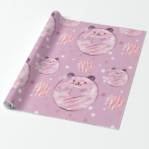 Papel De Presente Rosquinhas de Panda Bonitas - Estética Pastel