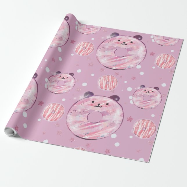 Papel De Presente Rosquinhas de Panda Bonitas - Estética Pastel (Desenrolado)