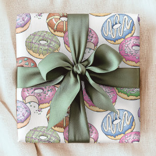 Papel De Presente Rosquinhas doces e tortas Padrão de deserto de Com