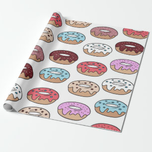 Papel De Presente Rosquinhas multicoloridas desenhadas à mão.
