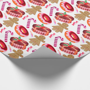 Papel De Presente Rosquinhas Rosa Foscos Gingerbread Garotas Candy C