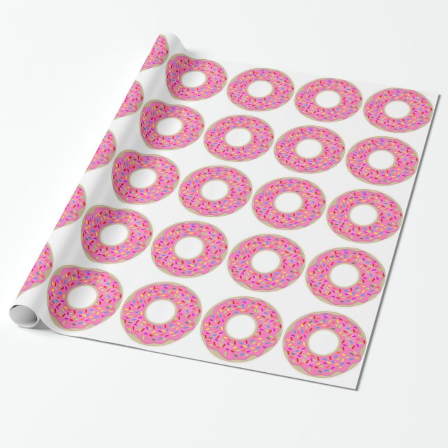 Papel De Presente Rosquinhas Rosa Novelty Torradas (Desenrolado)