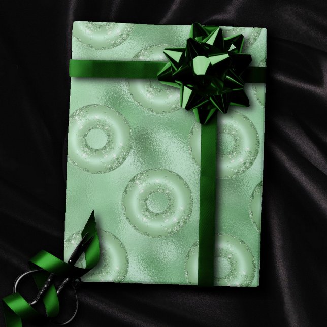 Papel De Presente Rosquinhas surpreendentes | Padrão de cinza verde  (Criador carregado)