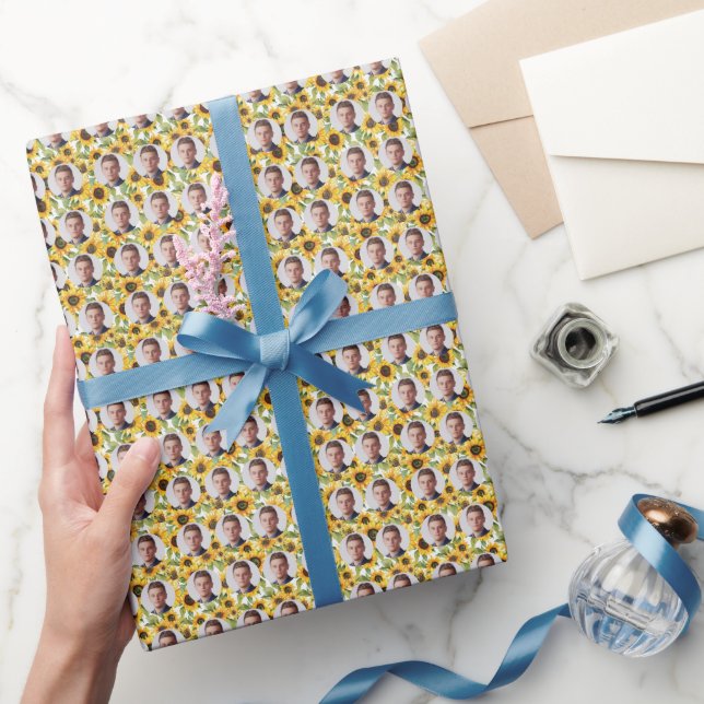 Papel De Presente Rostas de Encomenda com Padrão de Girassóis (Presentear)
