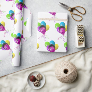 Papel De Presente Rosto de Balão de Aniversário
