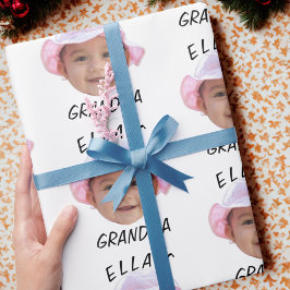 Papel De Presente Rosto de Bebê Personalizado Foto Texto Vovó