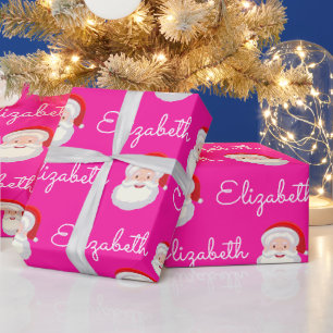 Papel De Presente Rosto de Papai Noel Rosa Presente de Natal Persona