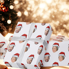 Papel De Presente Rosto de Santa Hat Enrolado, Personalizado Rosto 2