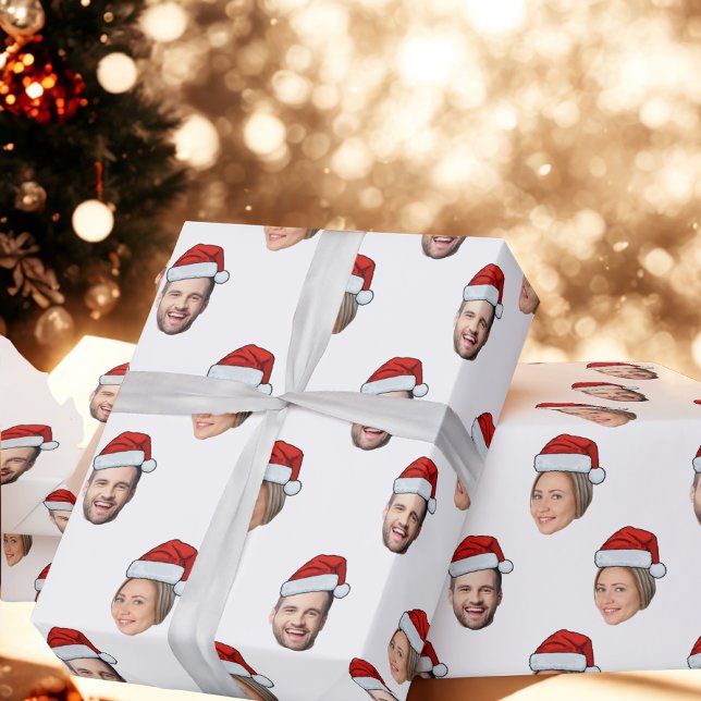 Papel De Presente Rosto de Santa Hat Enrolado, Personalizado Rosto 2 (Criador carregado)