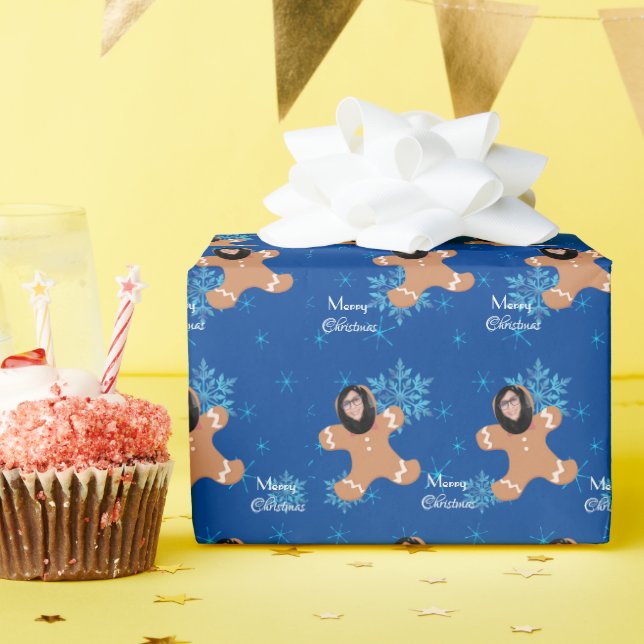 Papel De Presente Rosto Engraçado Ginger Cookie Feliz Foto de Natal (Festa de aniversário)