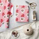 Papel De Presente Rosto engraçado personalizado do Papai Noel com su<br><div class="desc">Face personalizada do Papai Noel com seu papel de moldagem de fotos</div>