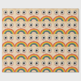 PAPEL DE PRESENTE ROSTO FELIZ ARCO-ÍRIS