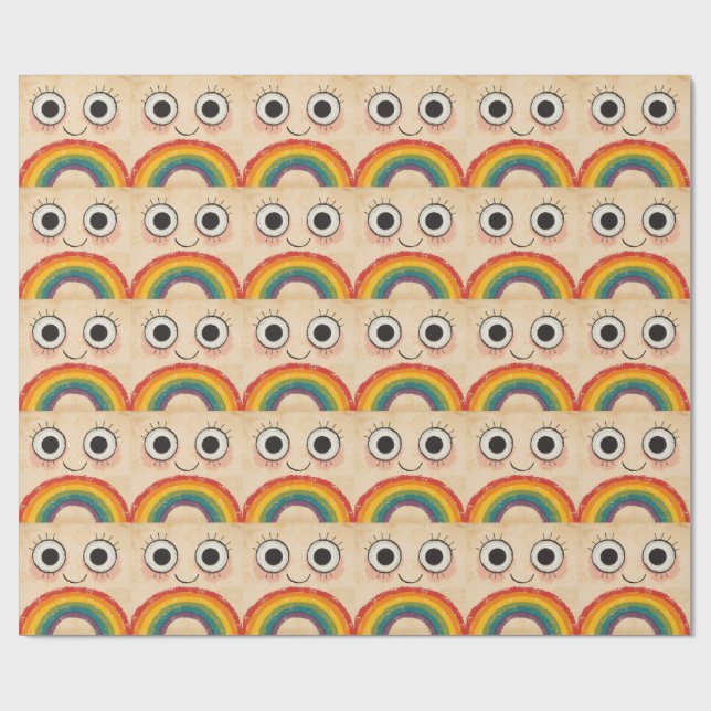 PAPEL DE PRESENTE ROSTO FELIZ ARCO-ÍRIS (Aberto)