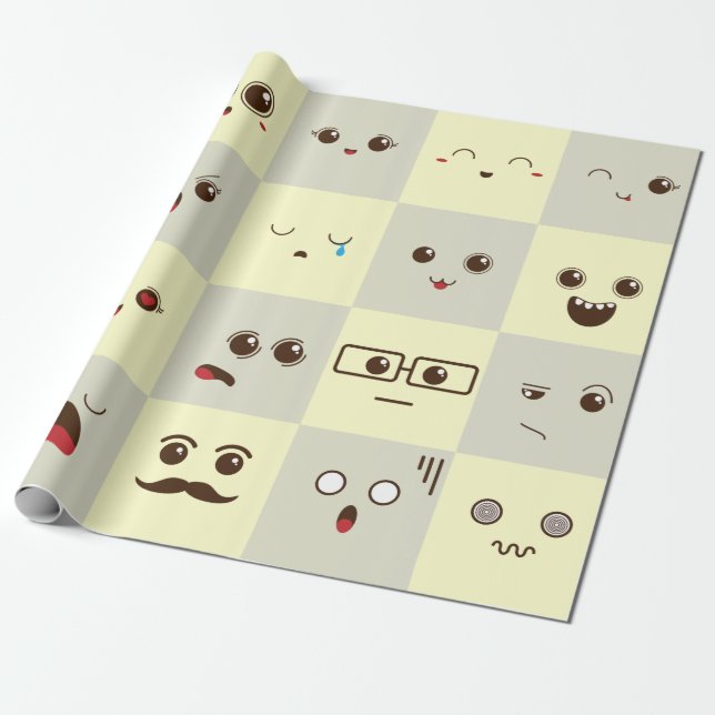Papel De Presente Rosto fofo (Desenrolado)