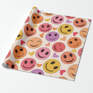 Papel De Presente Rostos felizes sorridentes e coloridos