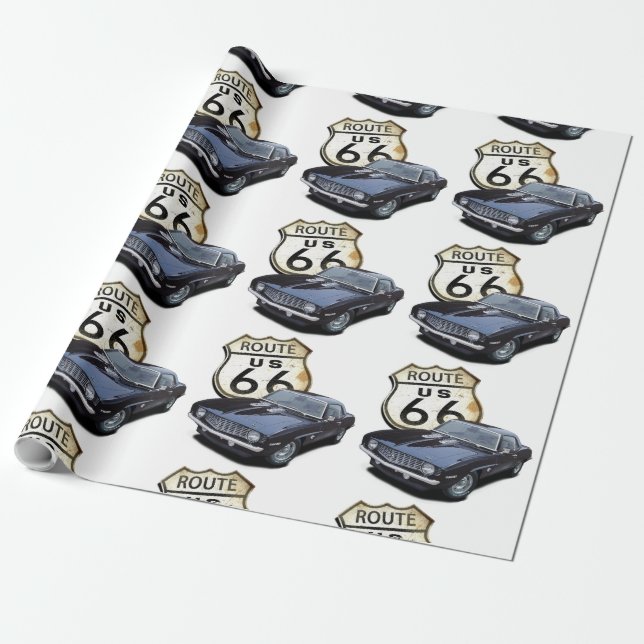 Papel De Presente Rota 66 Camaro (Desenrolado)