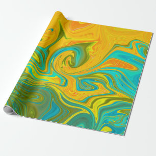 Papel De Presente Rotação Abstrato Verde de Verde Amarelo Trendy N