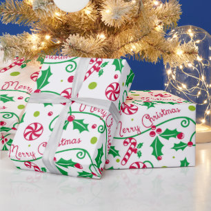 Papel De Presente Roteiro Alegre do Natal com Candy Cane