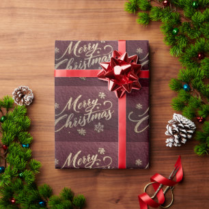 Papel De Presente Roteiro 'Feliz Natal' em Folha de Ouro Luxuosa