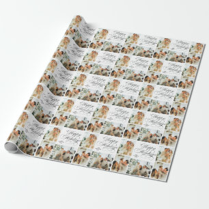 Papel De Presente Roteiro Moderno Elegante de Foto Feliz Natal Perso