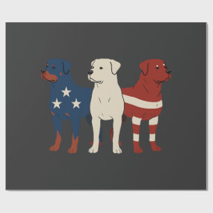 Papel De Presente Rottweiler 4 de Julho Amante de Cães Homens Bandei