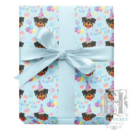 Papel De Presente Rottweiler Birthday Gift Wrapping Paper in Blue