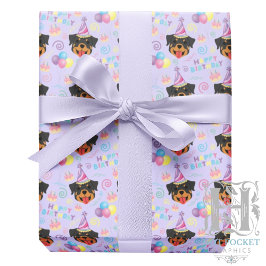 Papel De Presente Rottweiler Birthday Gift Wrapping Paper in Purple