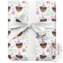 Papel De Presente Rottweiler Birthday Gift Wrapping Paper in White