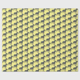 Papel De Presente Rottweiler Cachorro Silhueta Amarelo/Azul Grade Am