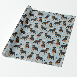 Papel De Presente Rottweiler Dog Bones and Paws