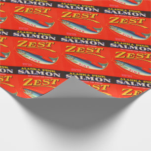 Papel De Presente rótulo de lata de salmão rosa Zest de 1930