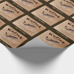 Papel De Presente Rótulo de Salmão Vintage Kodiak