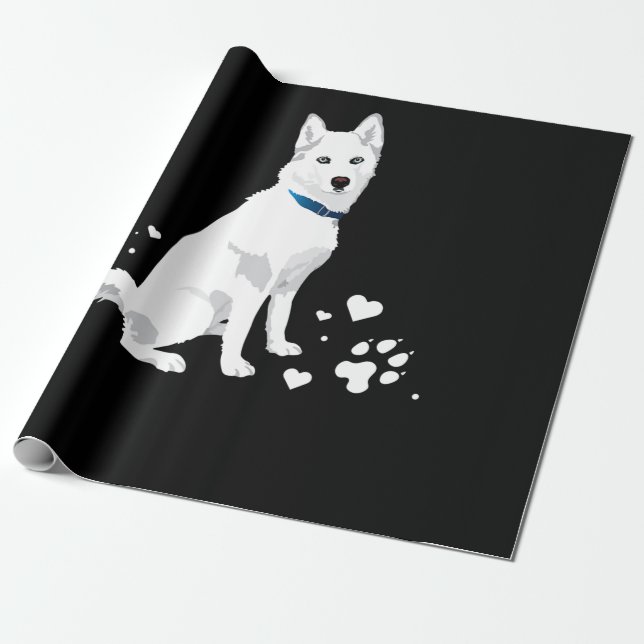 Papel De Presente Rouco Siberian Husky Sweet White Snow Dog (Desenrolado)