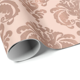 Papel De Presente Rouge Rosê Dourado Pink Modern Glam Damask